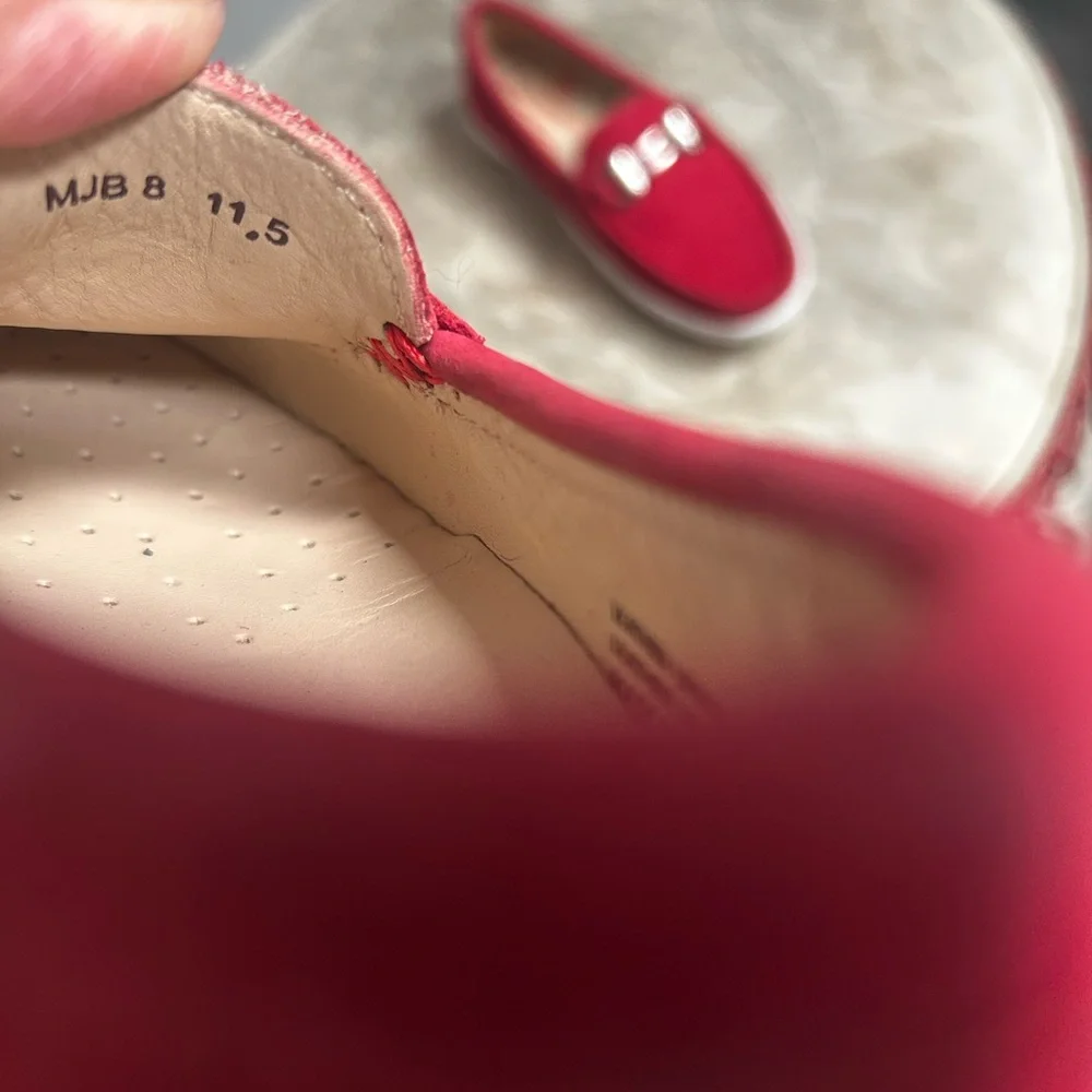 Marc Joseph New York Grand Street Red Suede Loafers with Silver Bit Hardware